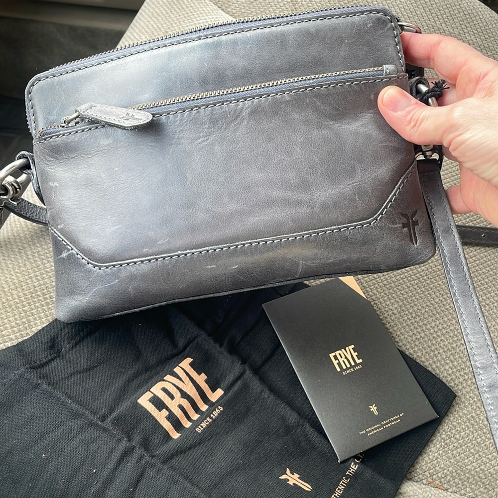 Frye charcoal cross body purse new without tags